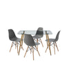 Mesa de comedor de cristal templado con 4 sillas Sarpsborg - Gris y y natural