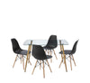 Mesa de comedor de cristal templado con 4 sillas Sarpsborg - Negro y natural