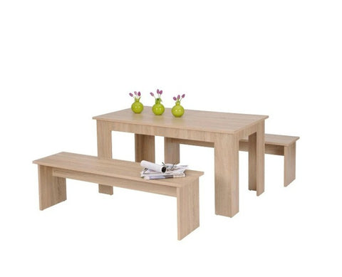 Yoluckea Banco de comedor de madera de roble, banco de mesa rectangular  clásico, simple y elegante, sólido de 2 a 3 plazas para cocina, comedor,  sala